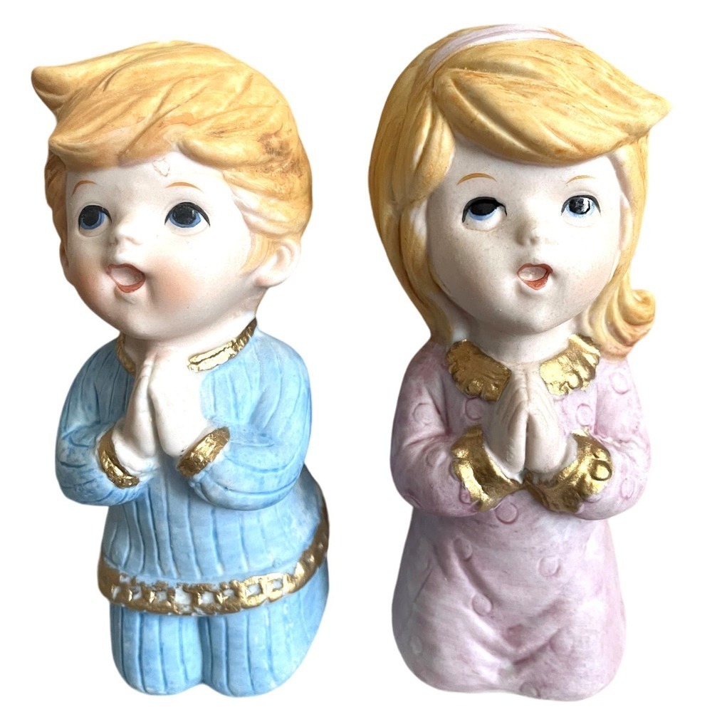 HOMCO boy and girl figurines kneeling/praying by Home Interiors